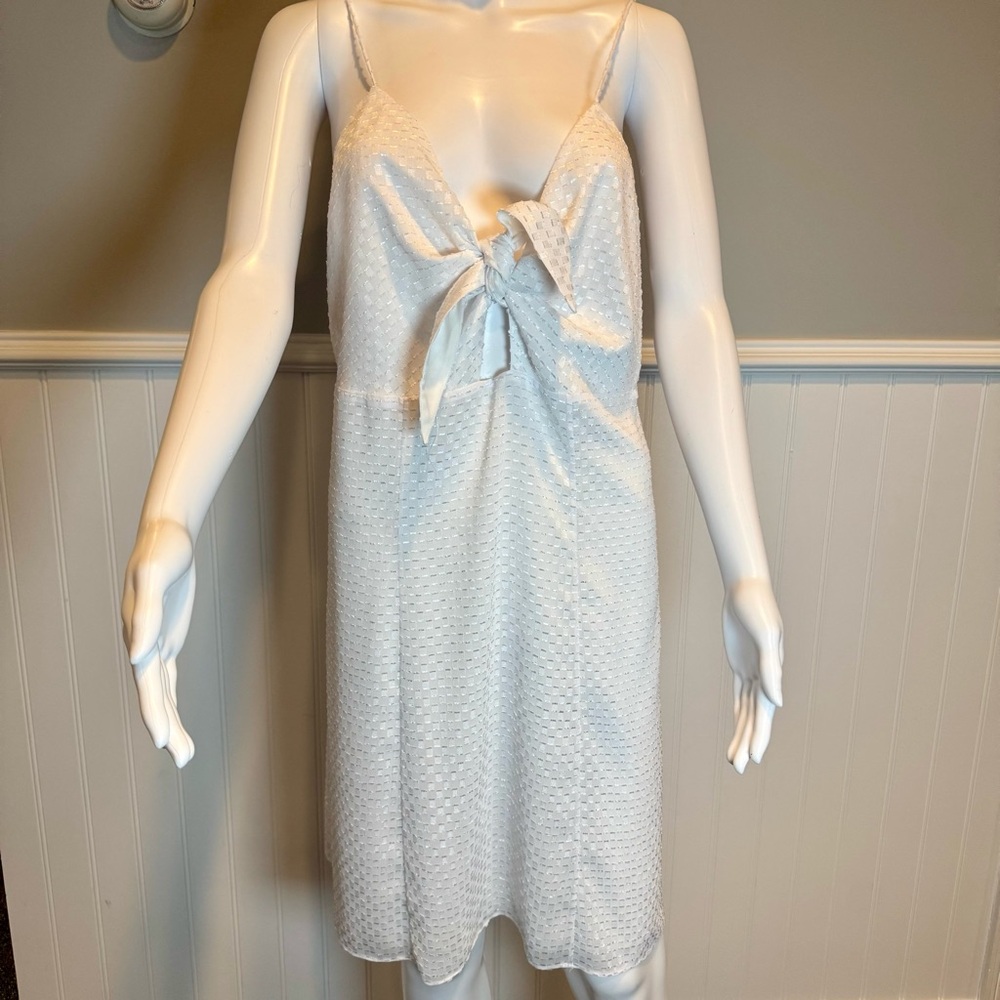 Alice + Olivia White Textured Mini  Dress with Spaghetti Straps